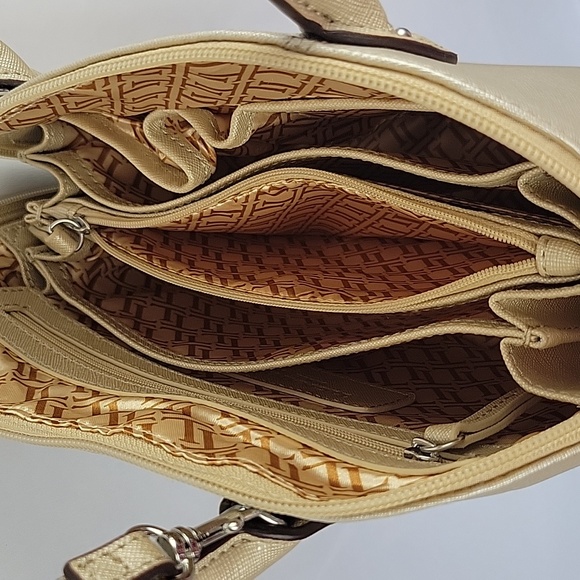 Tignanello Saffiano Leather Domed Satchel Champagne - Picture 10 of 16